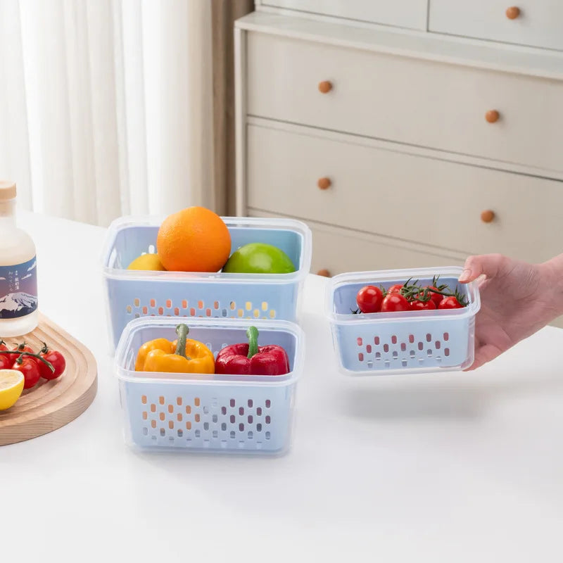 FreshGuard Pro: Sealed Drain Basket Storage for Fruits and Vegetables