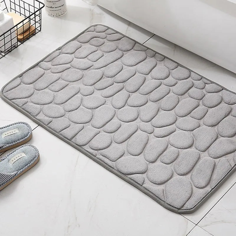 MemoryFoam Cobblestone Bath Mat: Super Absorbent & Antislip