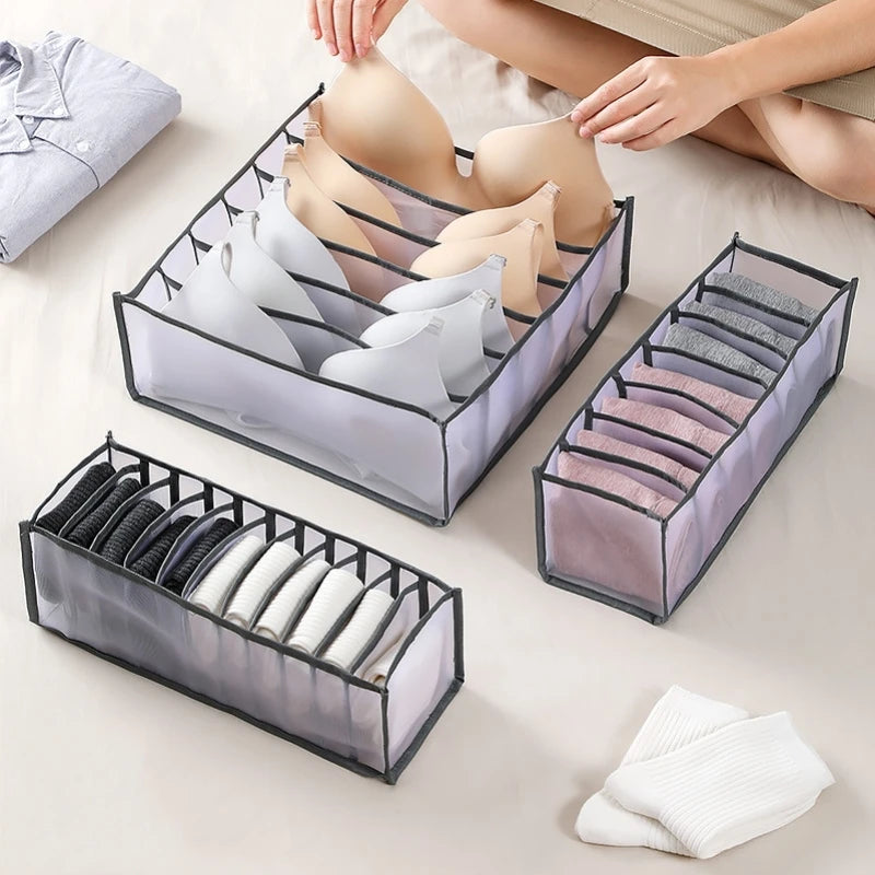 Foldable Wardrobe Drawer Organizer Set for Underwear and Bra Storage