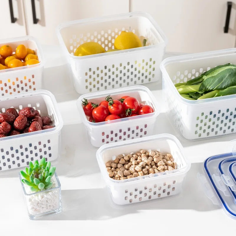 FreshGuard Pro: Sealed Drain Basket Storage for Fruits and Vegetables