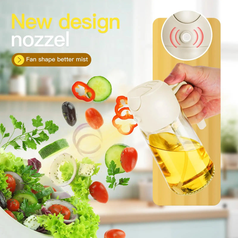 2-in-1 Sprayer Pourer Oil Empty Bottle Plastic Oil Container Dispenser Vaporizer for Kitchen Barbecue Camping Cooking Utensils