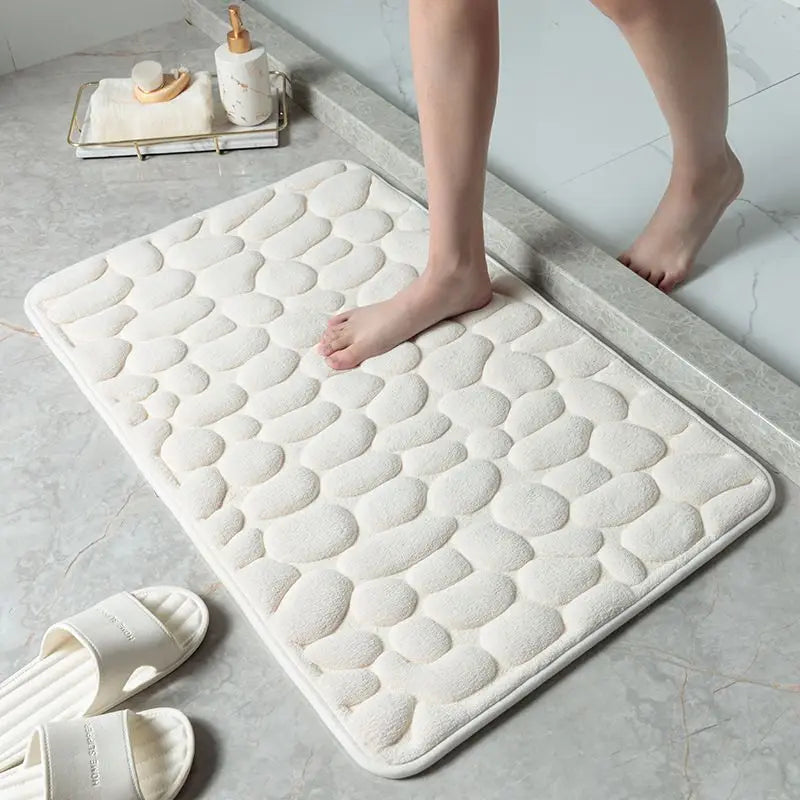 MemoryFoam Cobblestone Bath Mat: Super Absorbent & Antislip